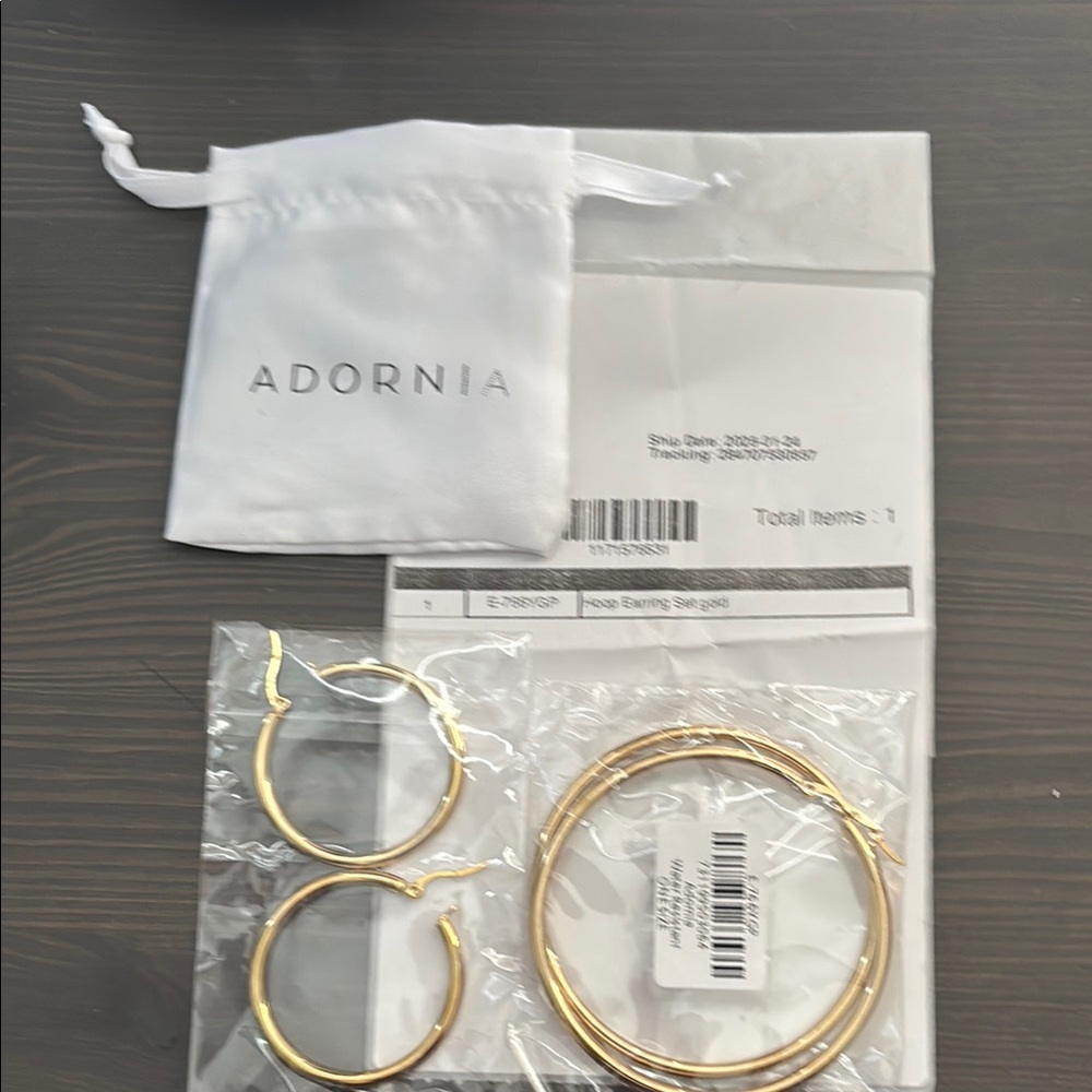 NWT Adornia Gold Hoop Earrings